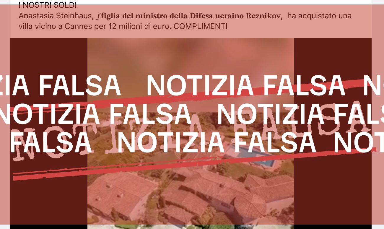 No, la figlia del ministro della Difesa ucraino non ha comprato una villa a Cannes