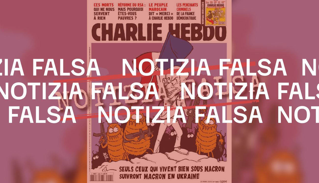 Charlie Hebdo non ha pubblicato questa copertina su Macron e le cimici soldato in Ucraina