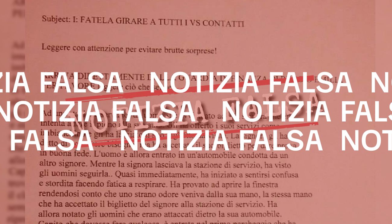 La Guardia di Finanza di Reggio Emilia non ha diffuso questo appello sulla droga burundanga