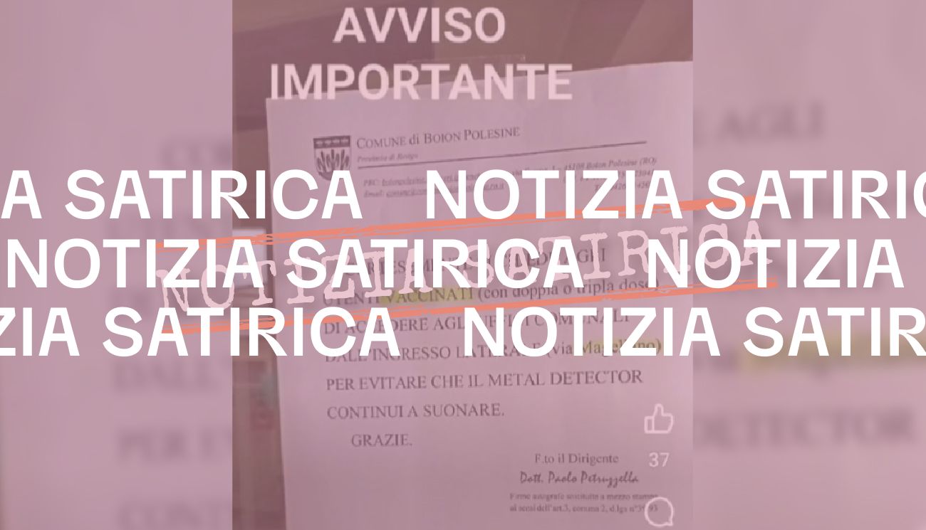 Questo messaggio del «Comune di Boion Polesine» su vaccini e metal detector è satira