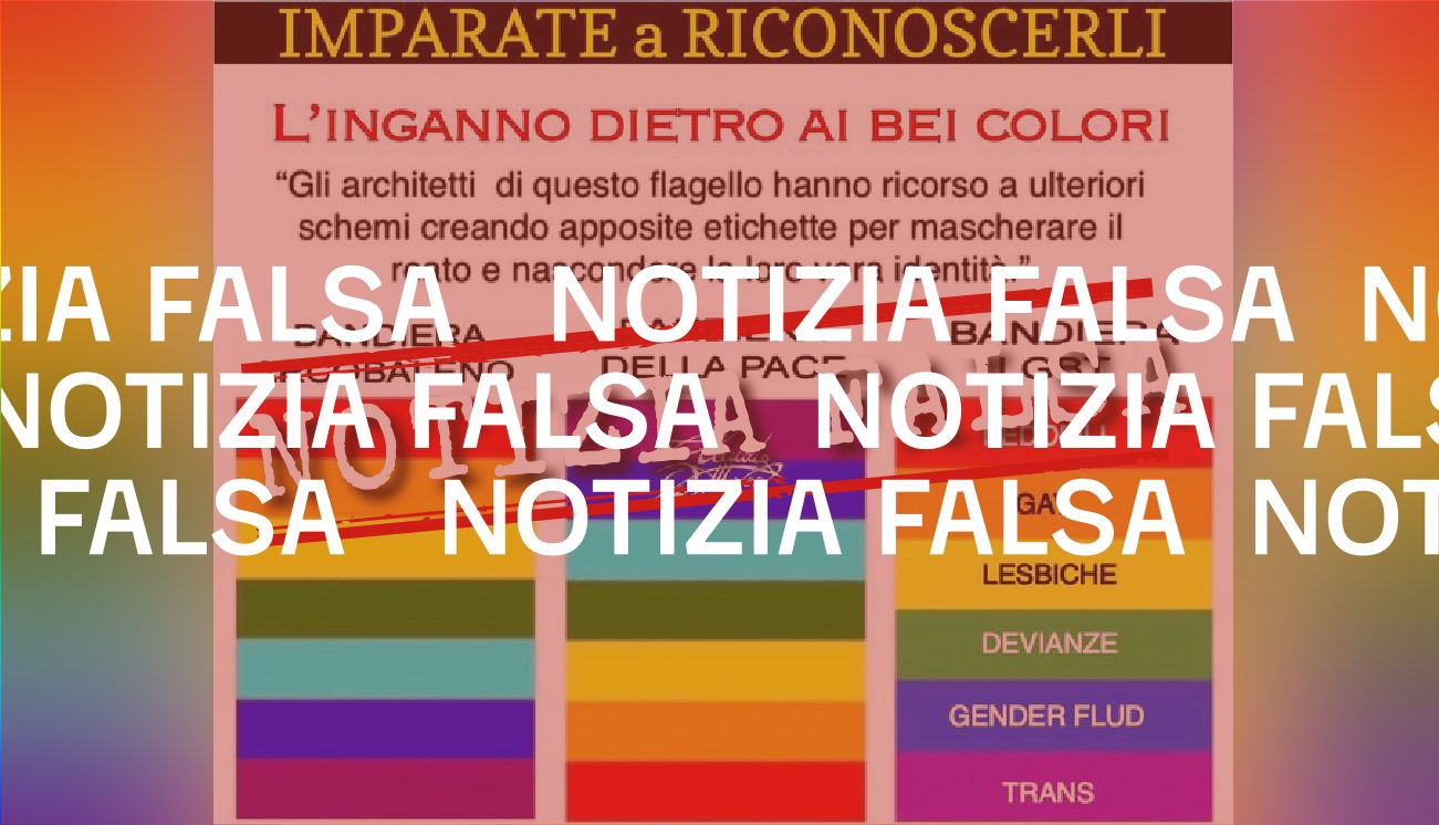 No, i colori della bandiera arcobaleno non rappresentano «pedofili» e «devianze»