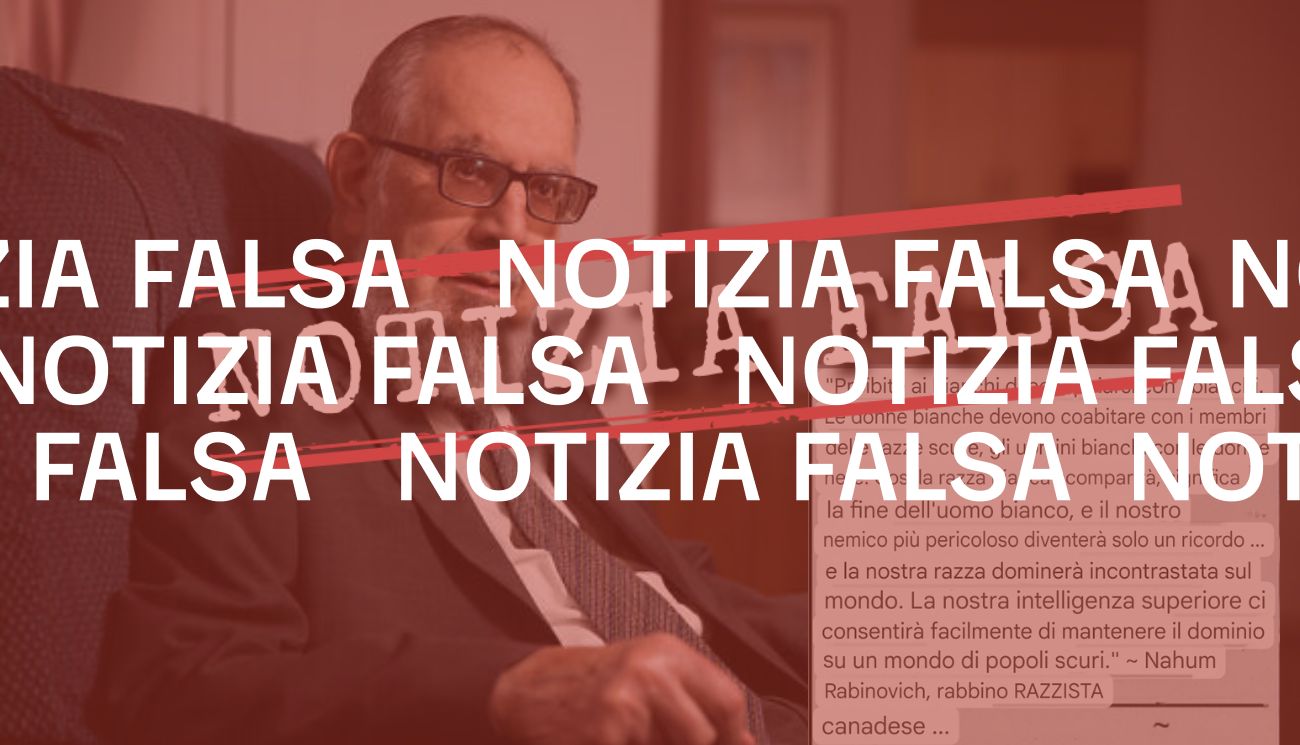 Il rabbino Nahum Rabinovich non ha detto che i «bianchi» non possono «accoppiarsi con i bianchi»