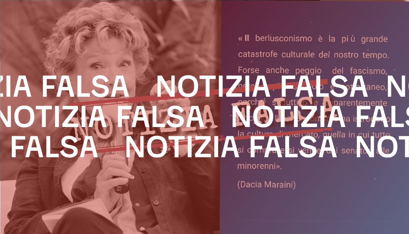 No, Dacia Maraini non ha detto che «il berlusconismo è la più grande catastrofe culturale del nostro tempo»