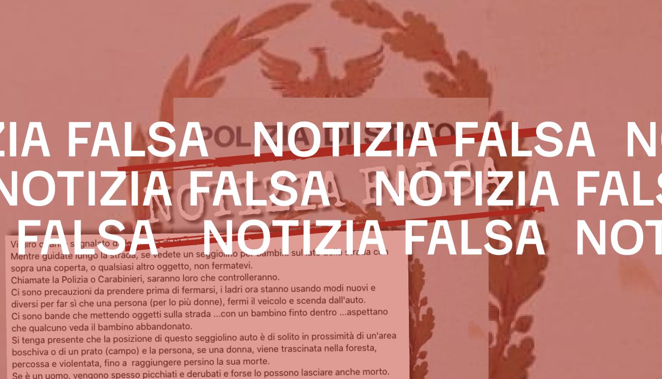 La polizia non ha mai detto di non fermarsi se si vede un seggiolino per strada