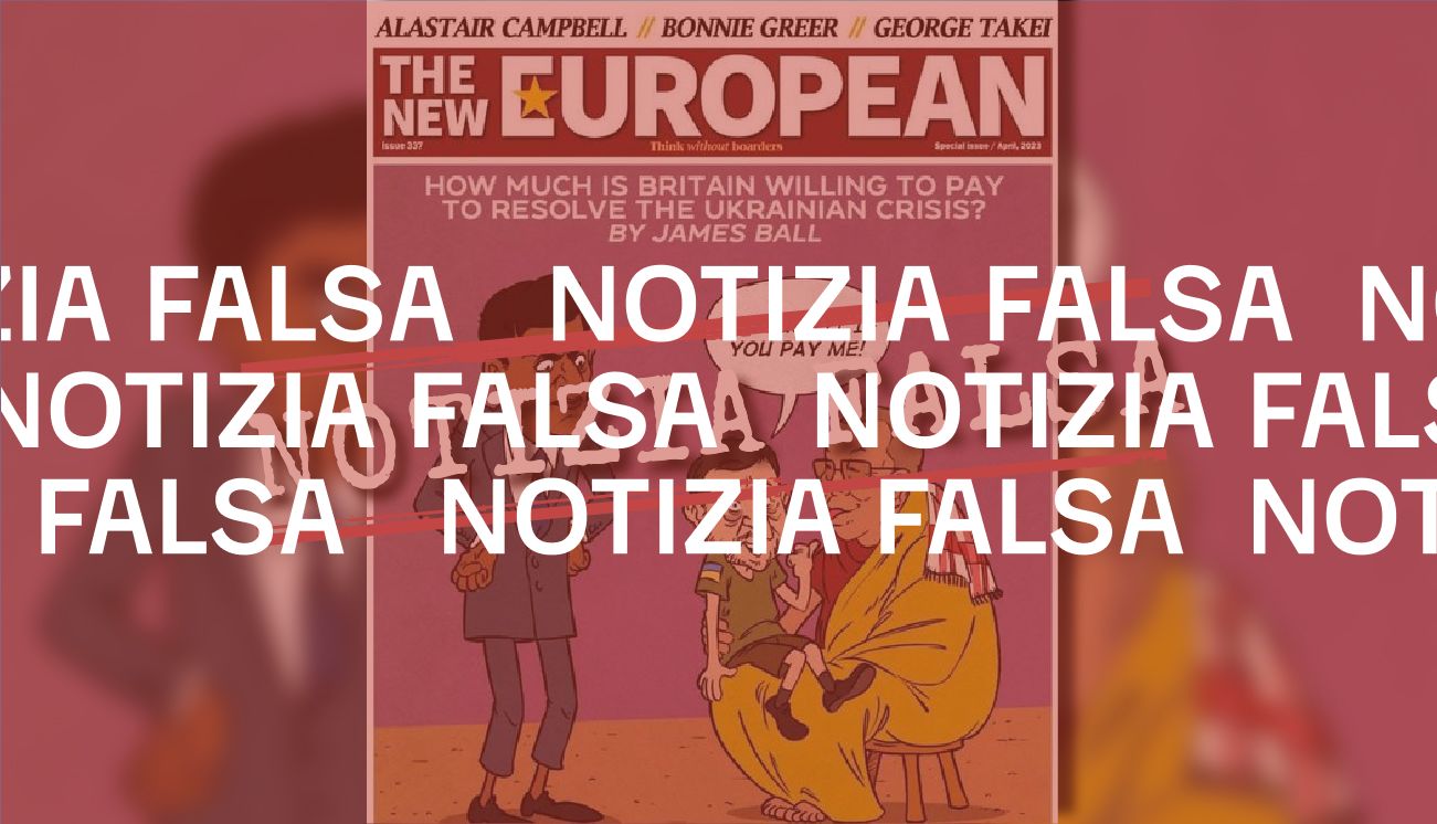 Questa copertina di The New European con Zelensky e il Dalai Lama è falsa