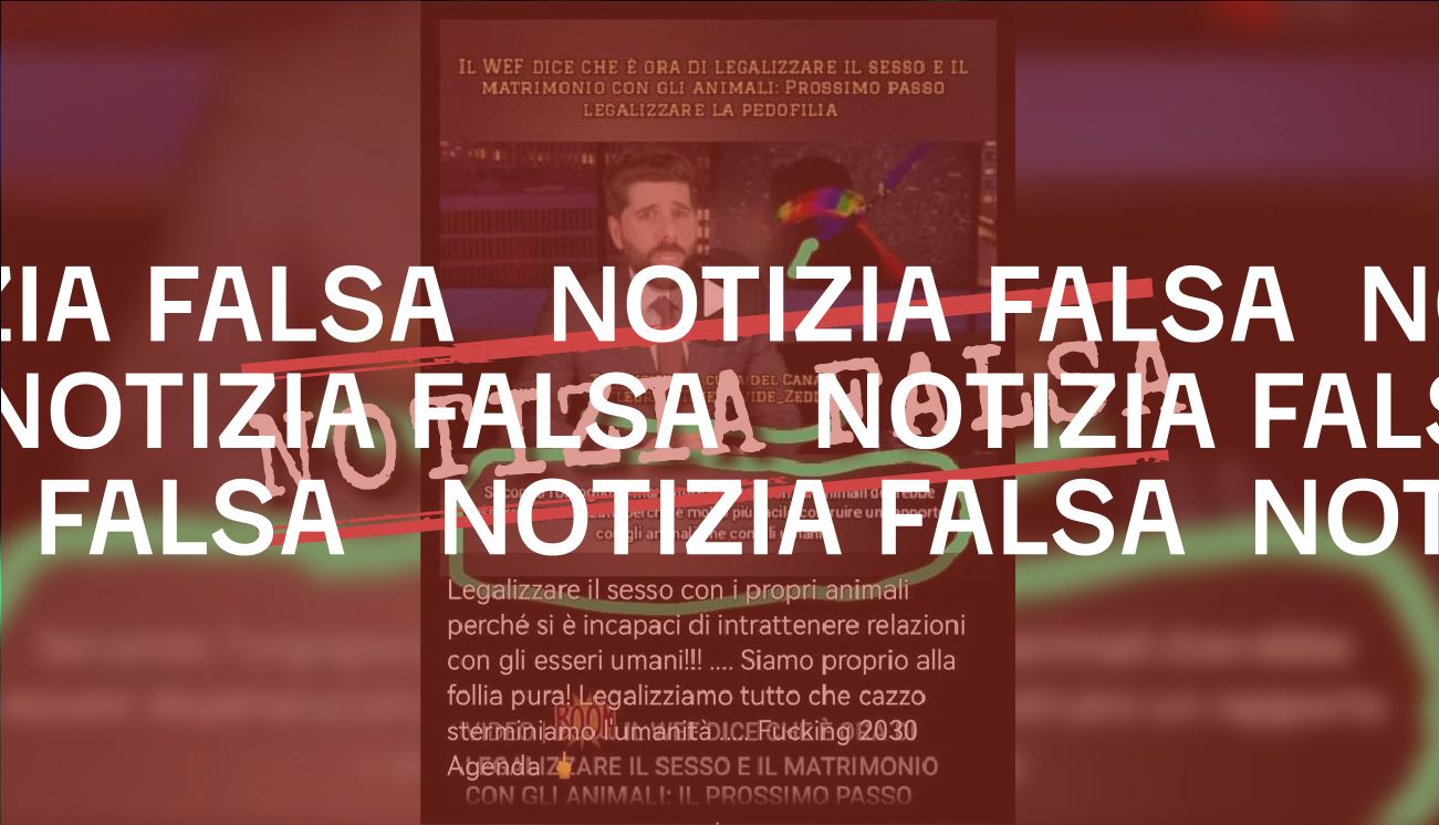 No, il World economic forum non ha chiesto di legalizzare il sesso con gli animali