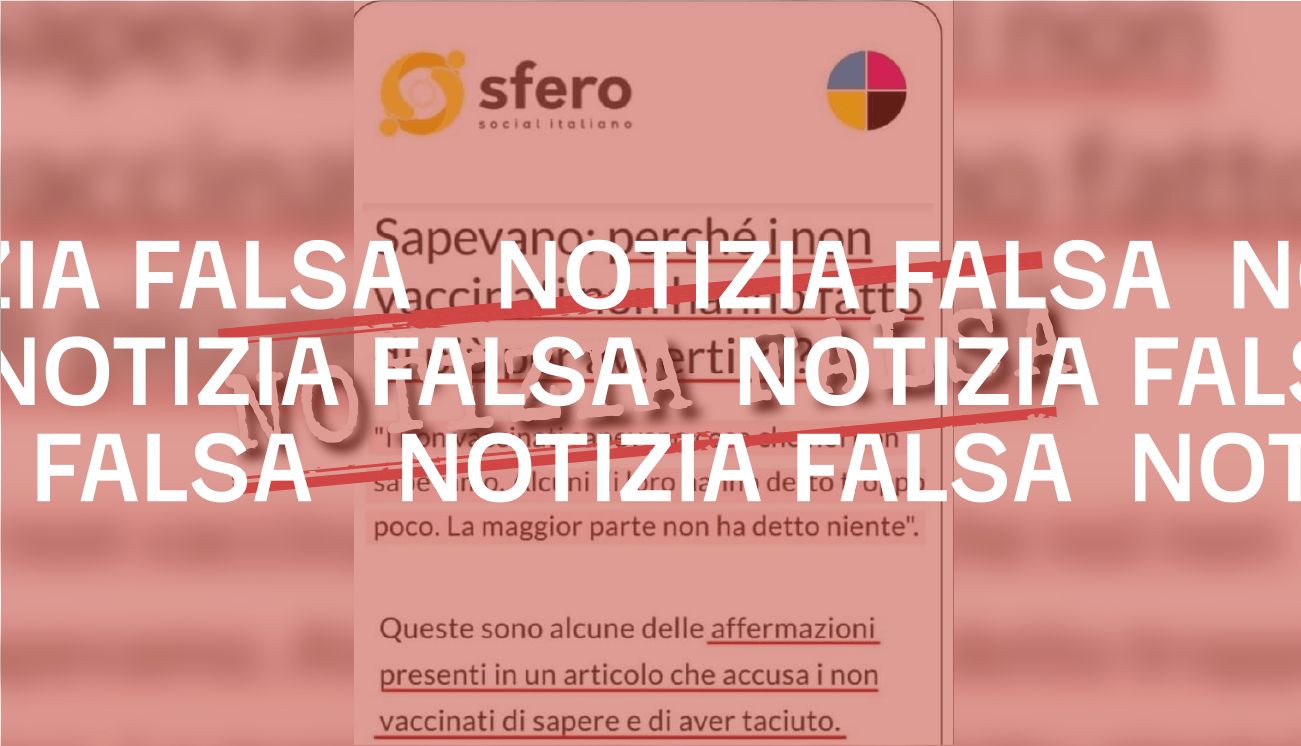 L’articolo intitolato “Perché i non vaccinati non hanno fatto di più per avvertirci?” è inventato