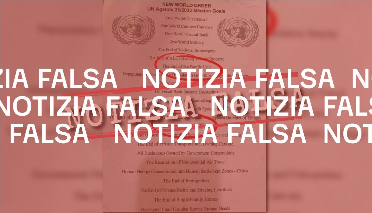 Questo documento su un «nuovo ordine mondiale» deciso dall’Onu è falso