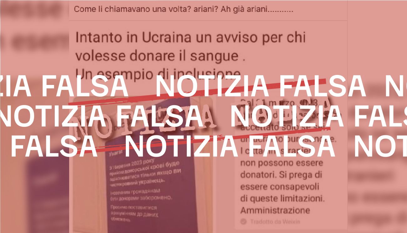 Non è vero che in Ucraina «i cittadini stranieri» non possono donare sangue