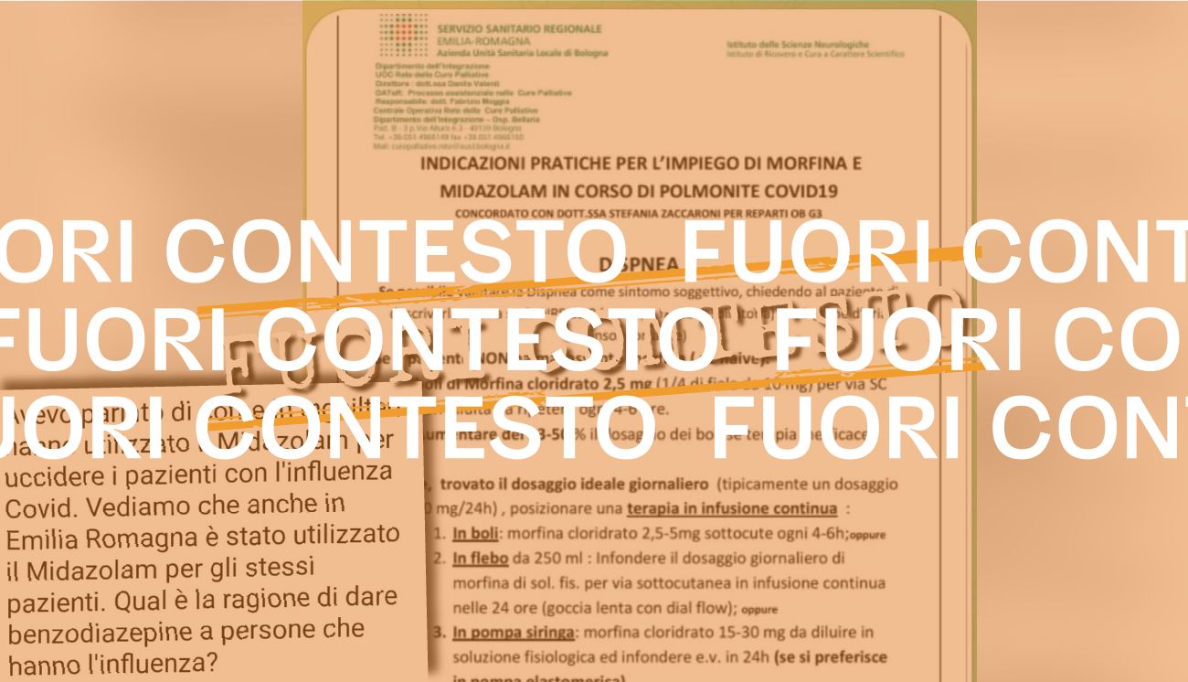 No, il midazolam non è stato utilizzato per uccidere i pazienti affetti da Covid-19