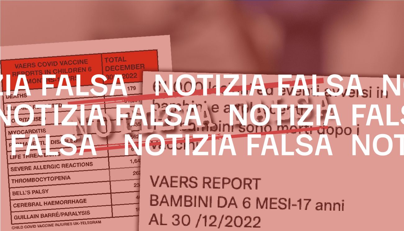 Questa tabella sugli eventi avversi dei vaccini anti-Covid sui bambini tra i 6 mesi e i 17 anni è falsa