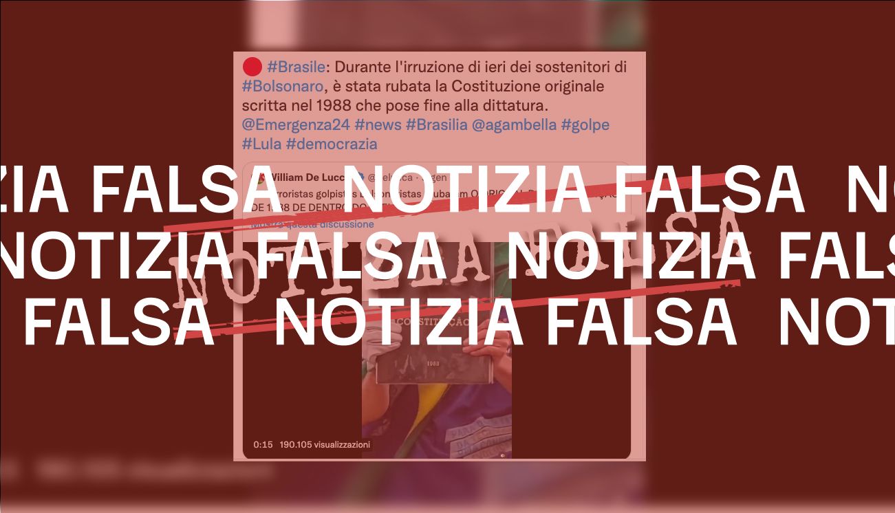 No, durante l’assalto al Parlamento brasiliano non è stata rubata la copia originale della costituzione