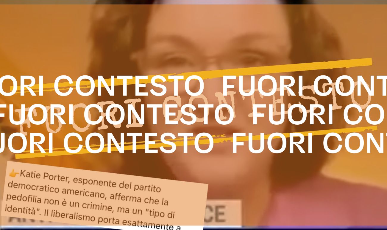 La democratica statunitense Katie Porter non ha detto: «la pedofilia non è un crimine»