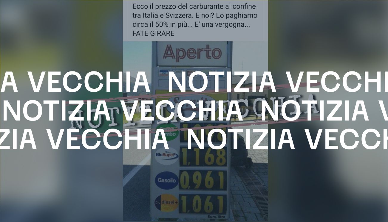 La foto di questi prezzi della benzina al confine con la Svizzera è online da più di 10 anni