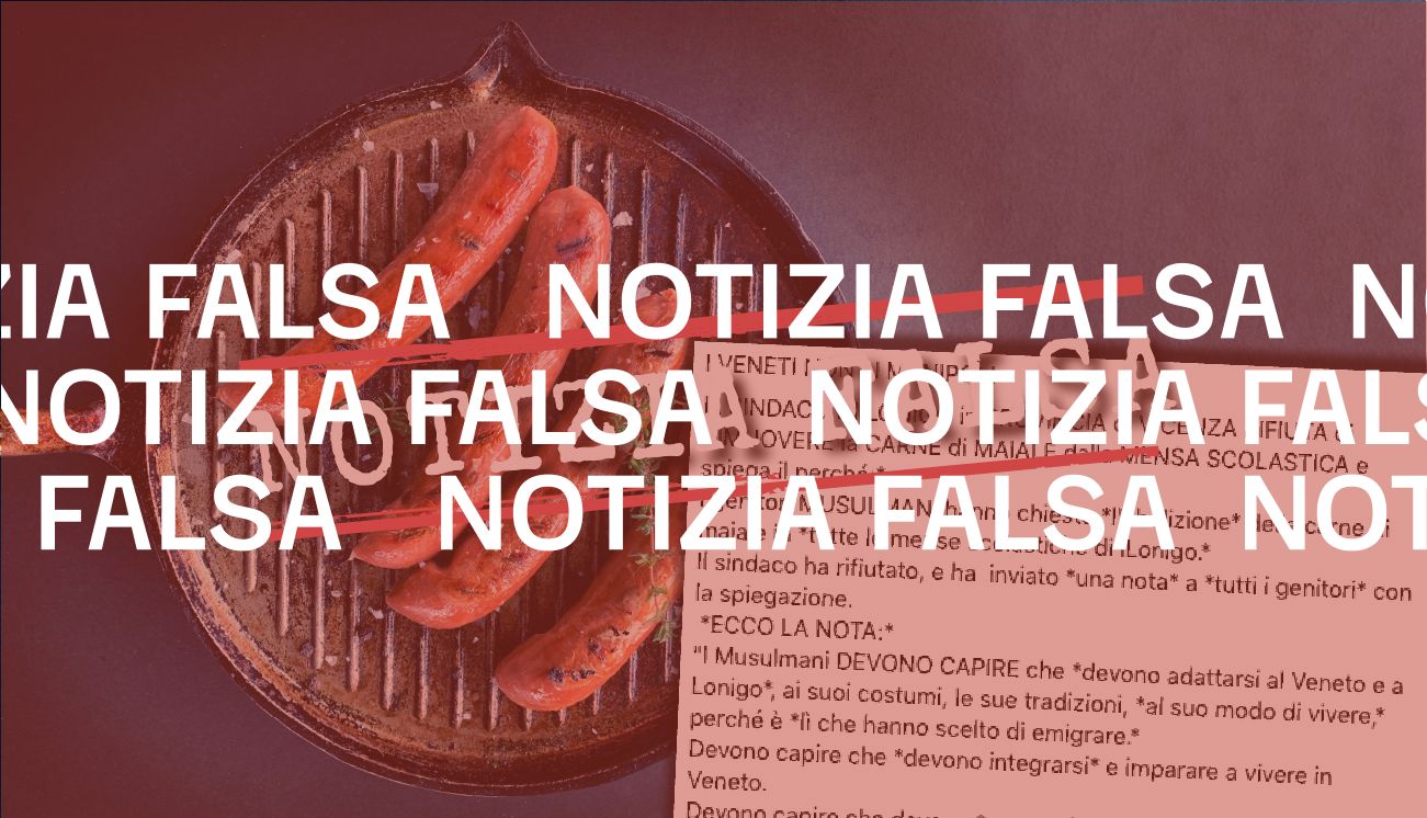 Il sindaco di Lonigo (VI) non ha scritto questa nota sulla carne di maiale a scuola