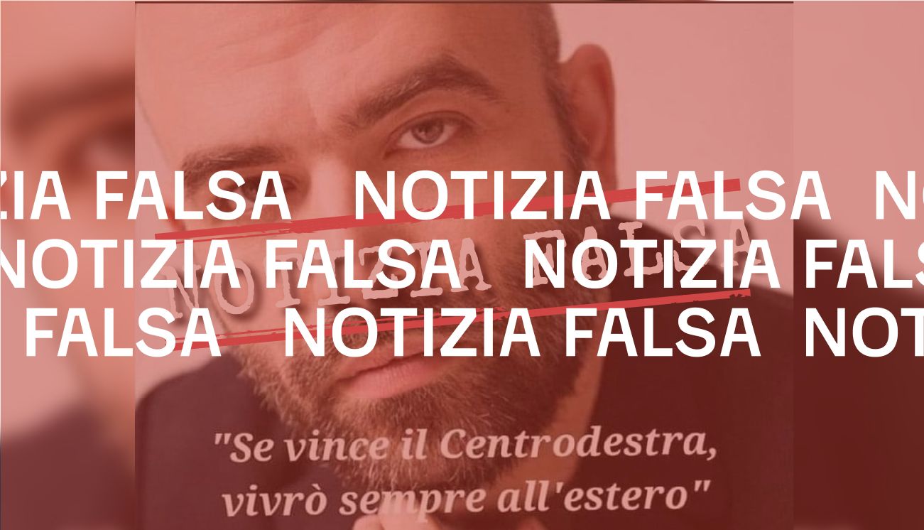 Roberto Saviano non ha detto: «se vince il centrodestra, vivrò sempre all’estero»