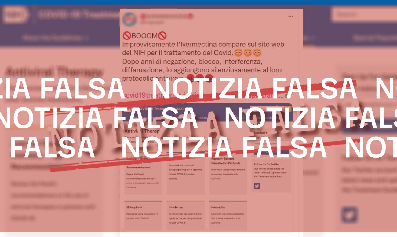 Il National Institute of Health non ha inserito l’ivermectina come «farmaco in valutazione» per il trattamento della Covid-19