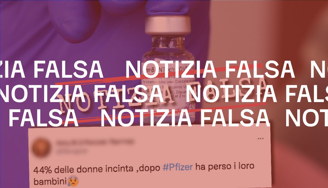 No, il 44 per cento delle donne incinte inserite nella sperimentazione Pfizer non ha subito un aborto