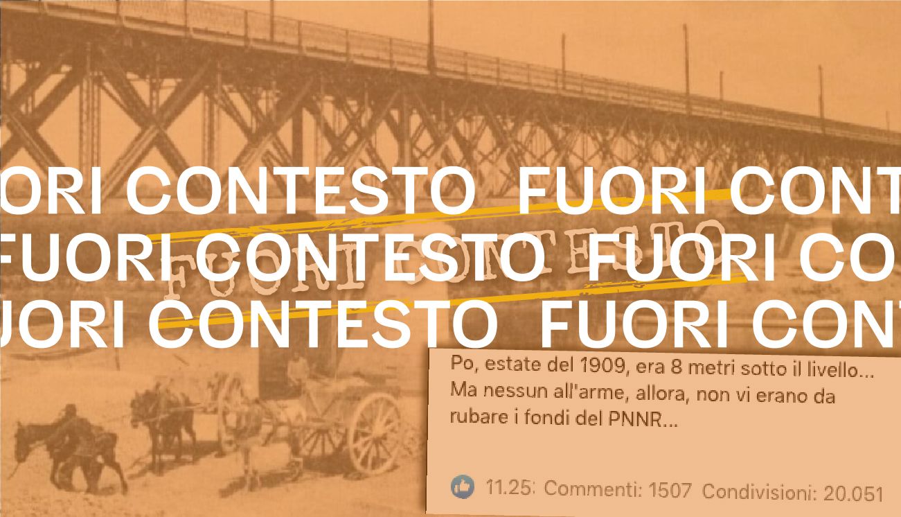 L’immagine del fiume Po in secca nel 1909 non smentisce l’esistenza di un’emergenza siccità nel 2022