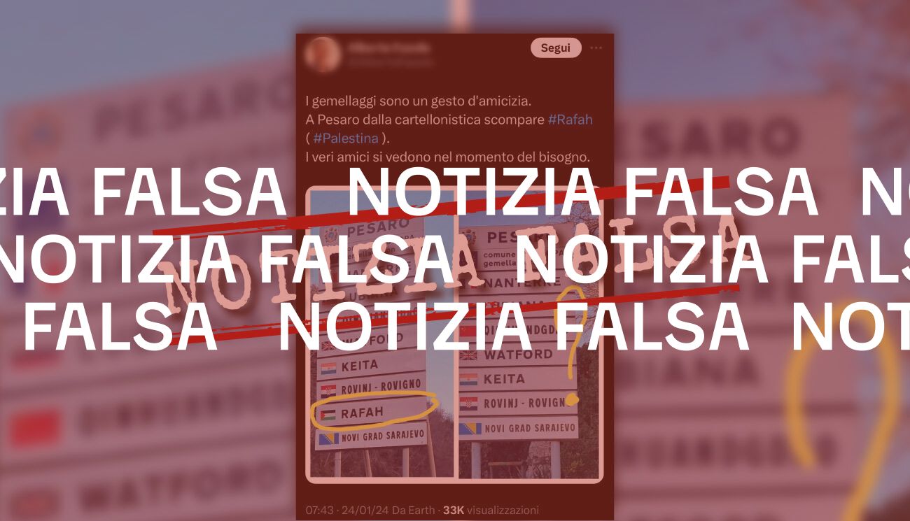 No, Pesaro non ha rimosso il gemellaggio con la città palestinese di Rafah