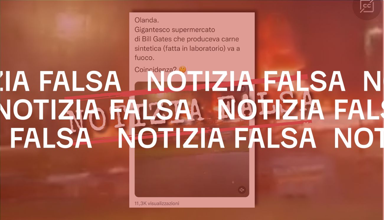 Non è andato a fuoco il «supermercato di Bill Gates che produceva carne sintetica»