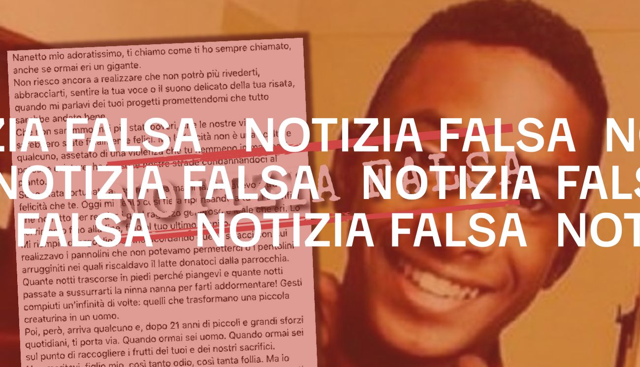 No, questa lettera non è stata scritta dalla madre di Willy Monteiro