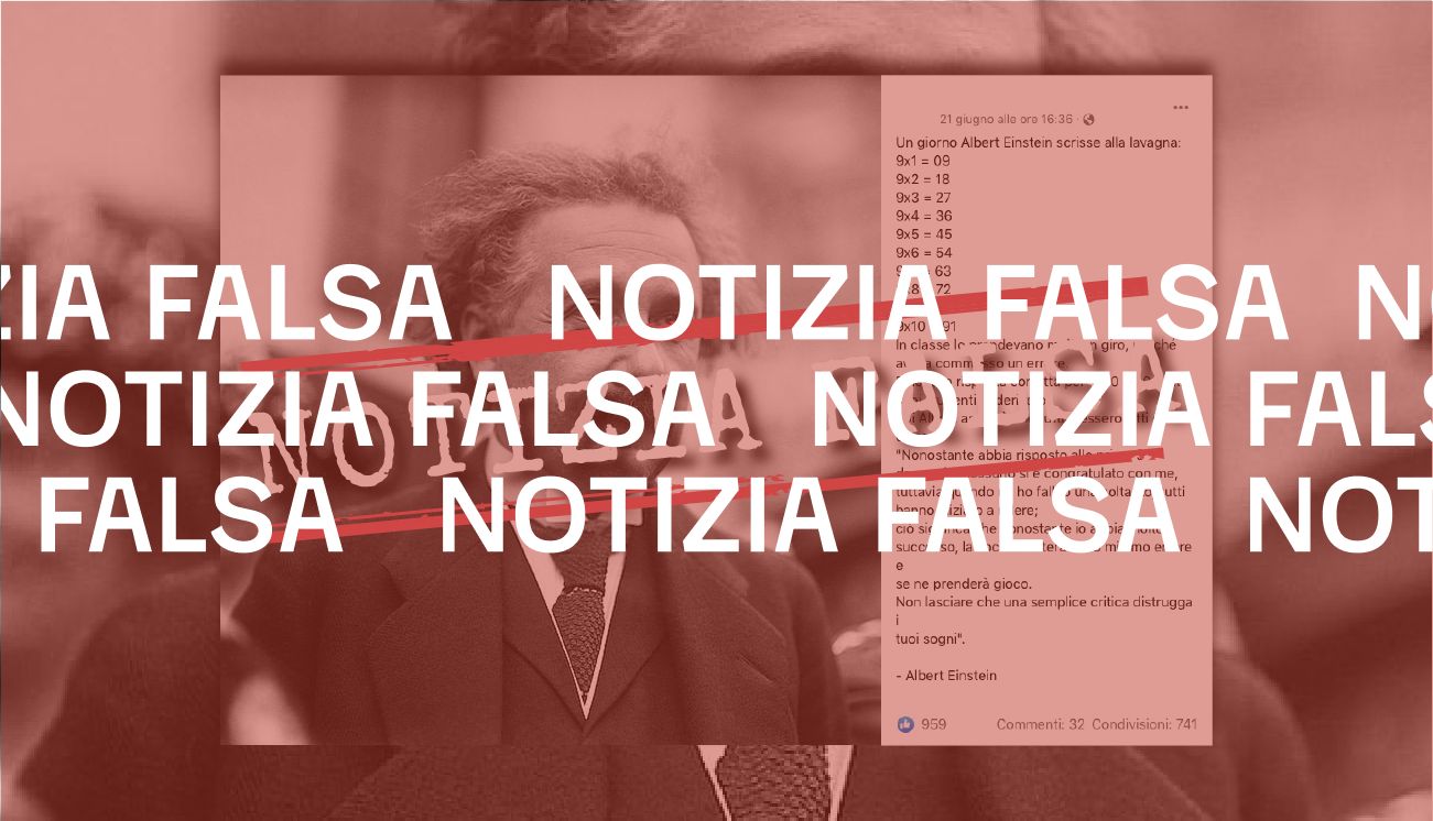 Albert Einstein non ha scritto alla lavagna «9&#215;10 = 91» per impartire una lezione di vita