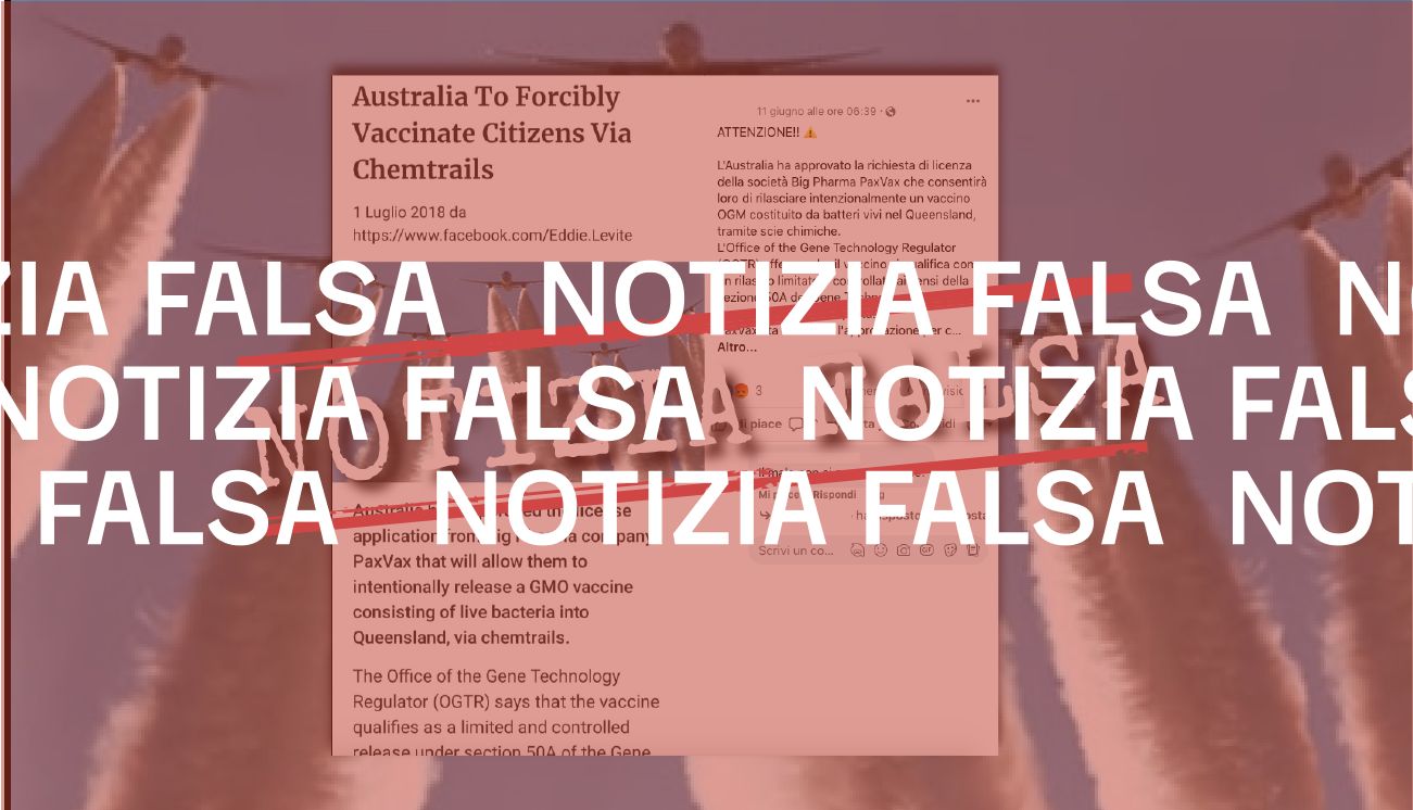 In Australia non sarà rilasciato un vaccino in cielo tramite «scie chimiche»