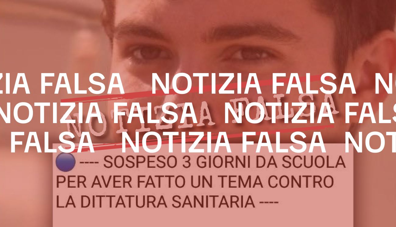 La falsa storia dello studente sospeso da scuola dopo un tema «contro la dittatura sanitaria»