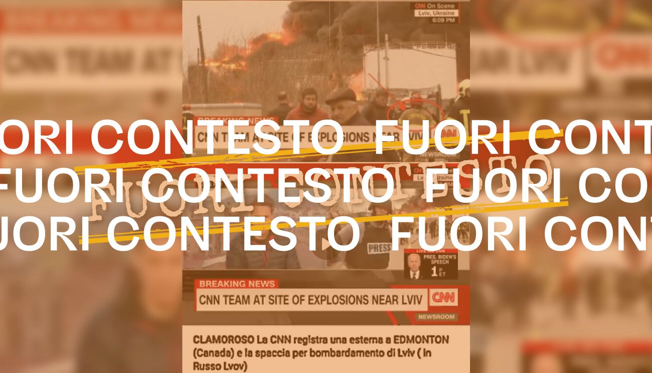 La Cnn non ha registrato «una esterna a Edmonton (Canada)» facendola passare per un «bombardamento di Lviv»