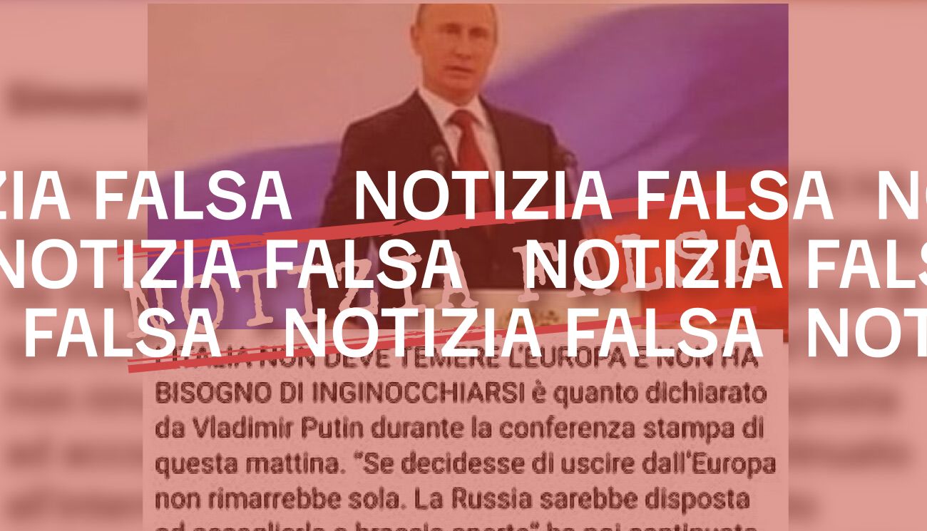 Putin non ha detto all’Italia che «la Russia sarebbe disposta ad accoglierla a braccia aperte»