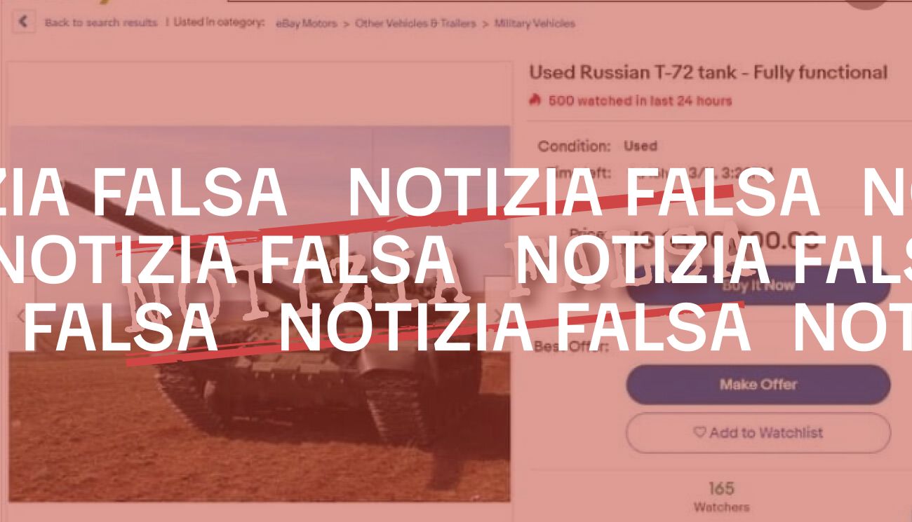 No, su Ebay non vendono carri armati russi «catturati in Ucraina»