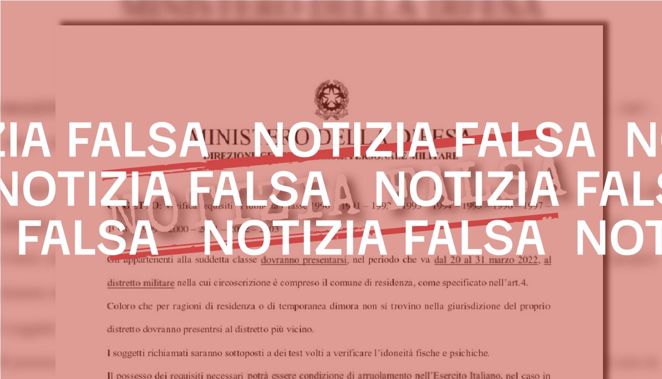 Il documento del ministero della Difesa che ripristina la leva militare obbligatoria è un falso