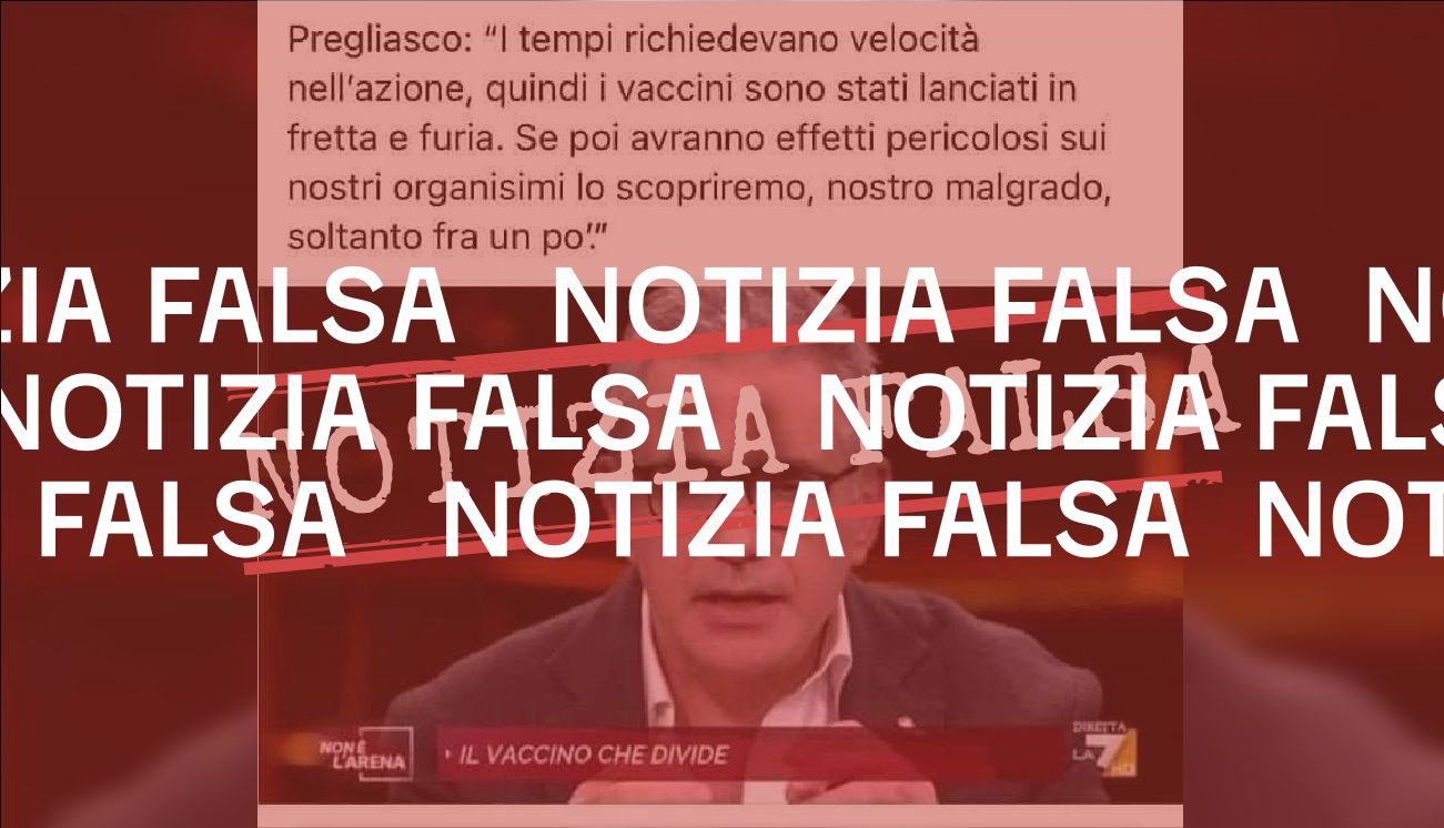 Pregliasco non ha detto che «gli effetti pericolosi» dei vaccini saranno visibili «soltanto tra un po’»