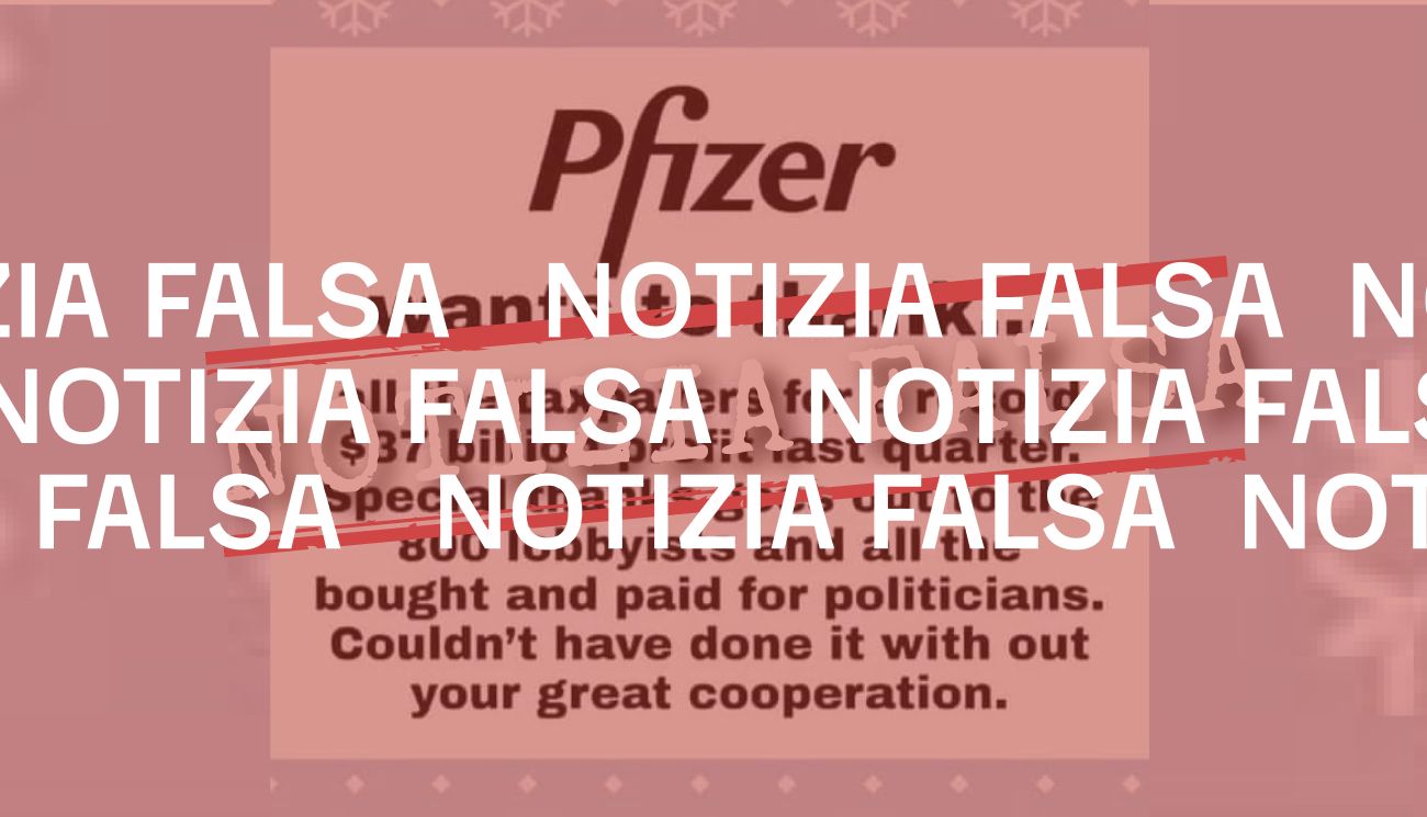 No, Pfizer non ha realizzato «37 miliardi di dollari» di profitto nel terzo trimestre del 2021