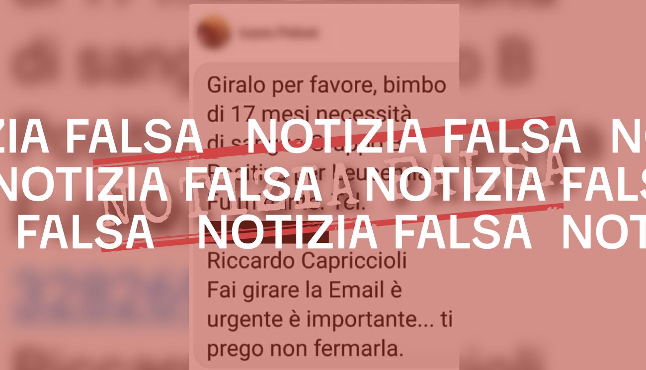 No, all’ospedale Meyer di Firenze non cercano sangue per un «bimbo di 17 mesi» malato di leucemia