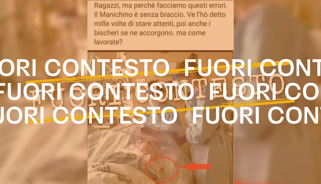 Questo manichino «senza braccio» non è stato spacciato per un paziente Covid-19