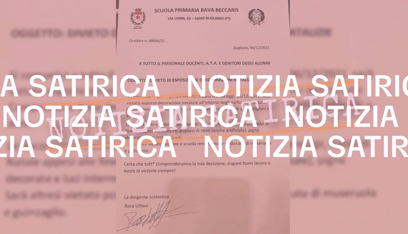 La circolare della scuola di Bugliano che vieta le decorazioni natalizie è satira