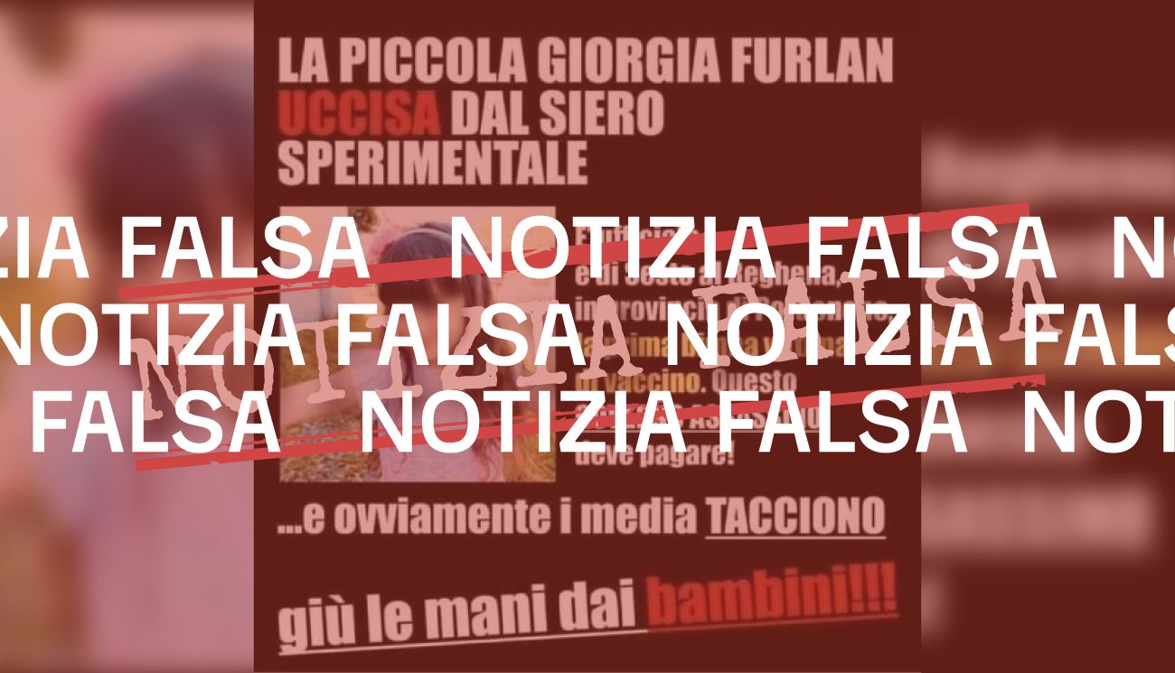 Non è vero che una bambina della provincia di Pordenone è deceduta a causa del vaccino