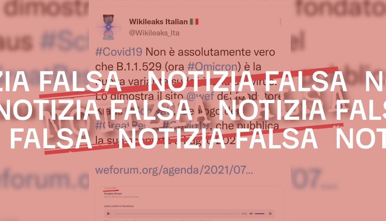 Non è vero che sul sito del Wef si parlava della variante «omicron» già a luglio