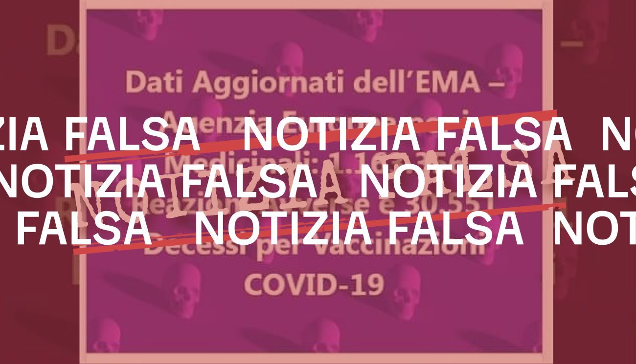 Non è vero che secondo Ema ci sono stati oltre 30 mila decessi «per le vaccinazioni anti Covid-19»