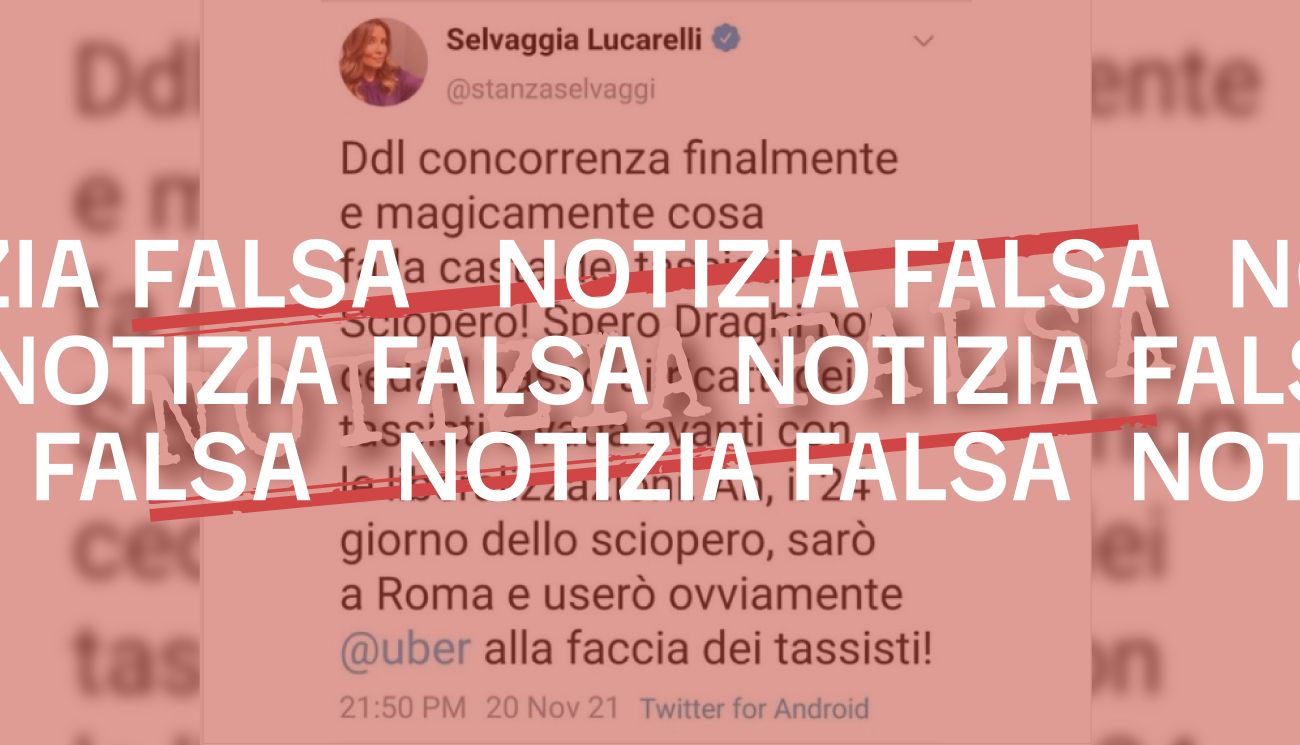 No, Selvaggia Lucarelli non ha pubblicato questo tweet contro «la casta dei tassisti»