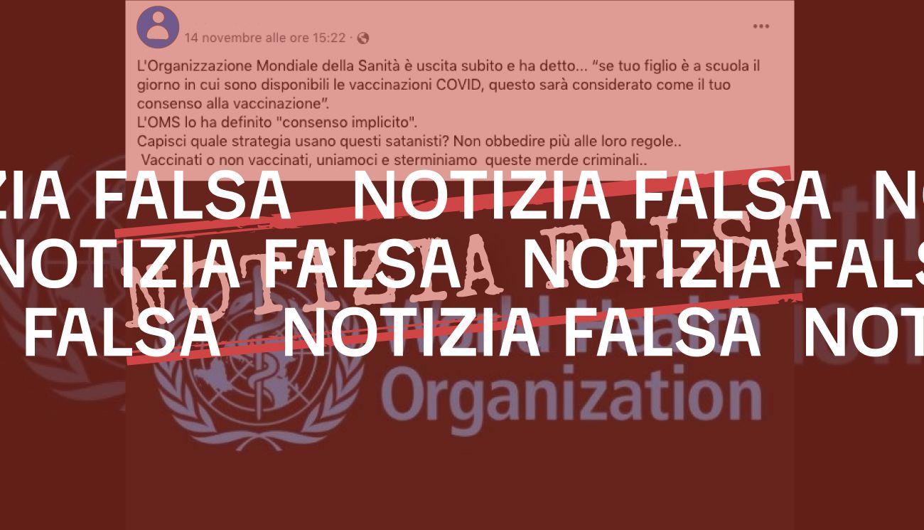 L’Oms non ha deciso che frequentare la scuola implica il «consenso alla vaccinazione»