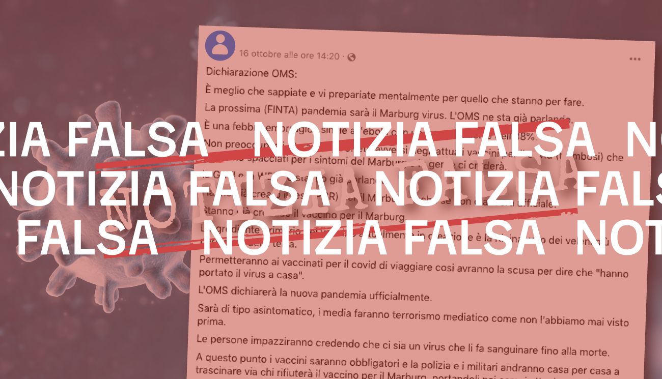 L’Oms non ha mai dichiarato che «la prossima pandemia sarà il Marburg virus»