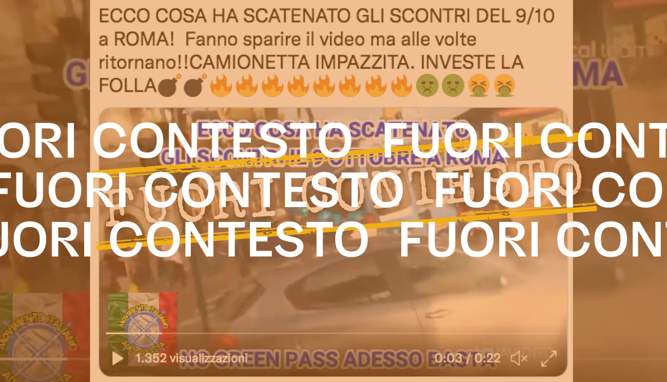 No, «gli scontri» di Roma non sono iniziati dopo che una camionetta della Polizia ha investito la folla