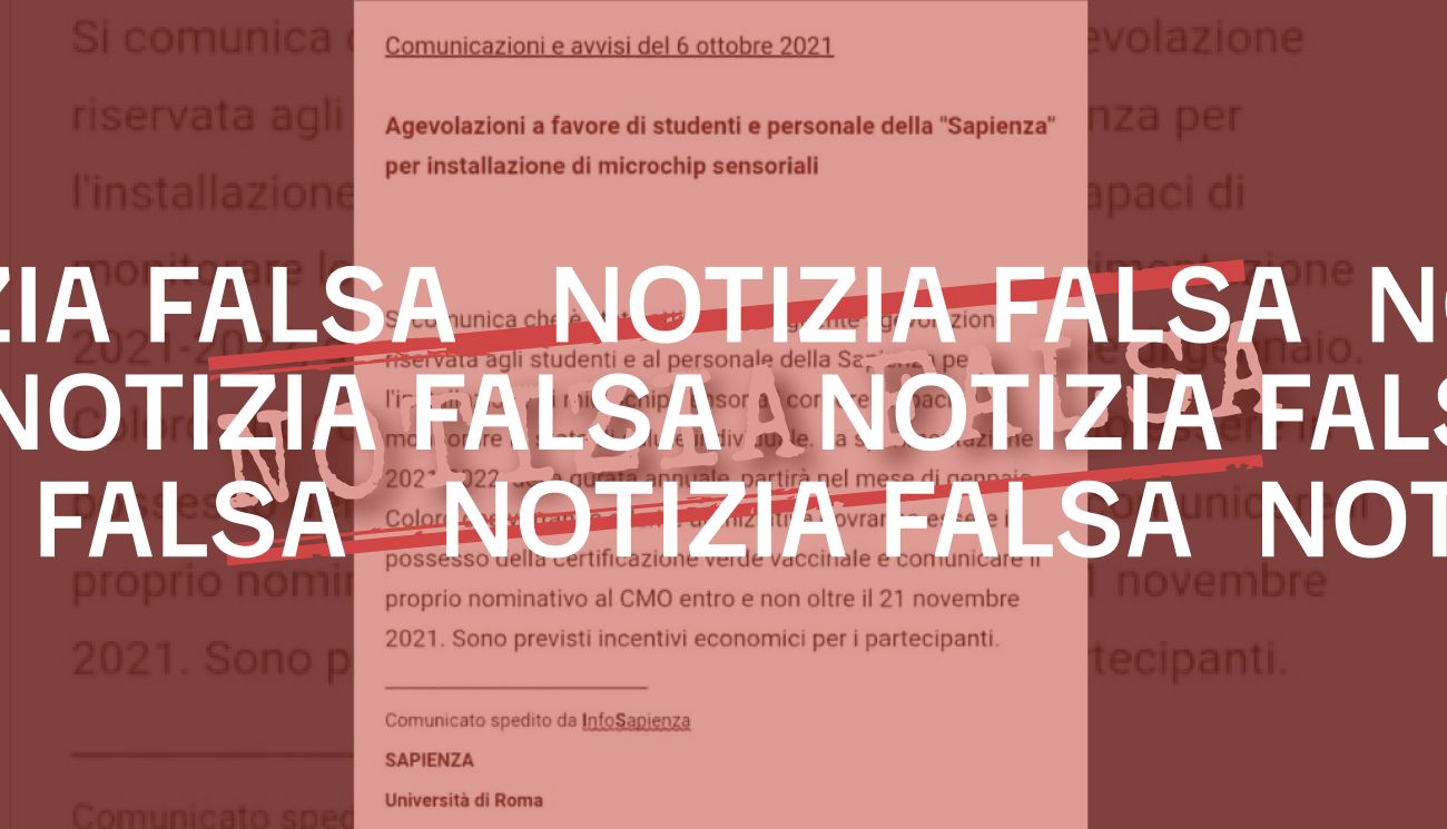 La Sapienza non ha attivato un’agevolazione per studenti e personale per installare «microchip sensoriali»