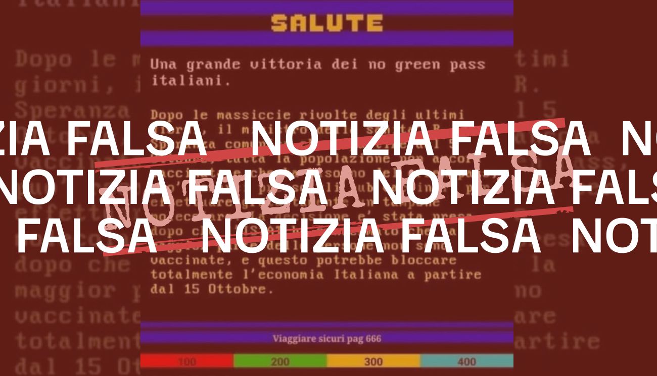 La pagina Televideo sulla «grande vittoria dei no green pass italiani» è falsa