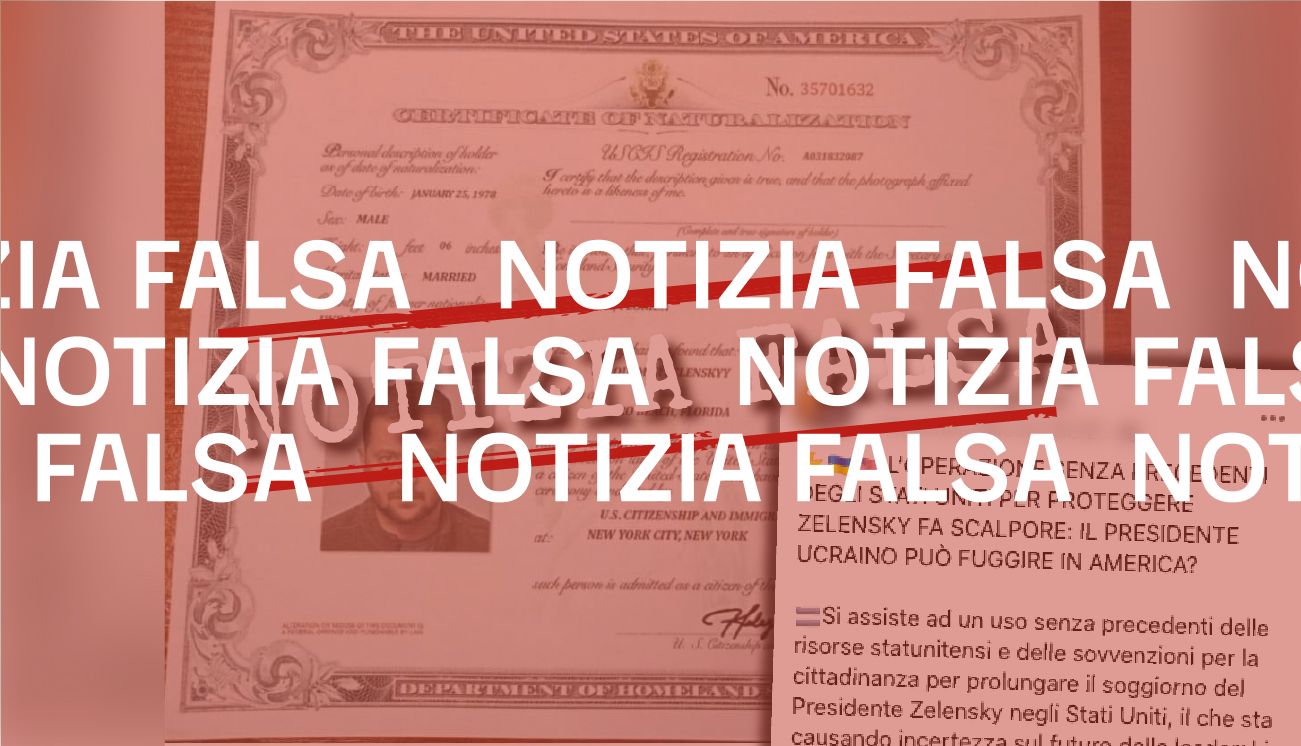 Questo certificato di naturalizzazione statunitense di Zelensky è falso