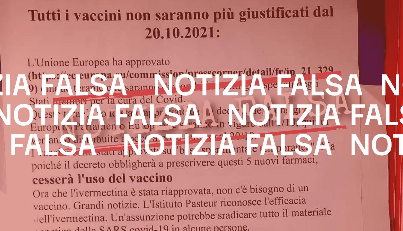 Questo volantino diffonde informazioni false su farmaci e vaccini contro la Covid-19