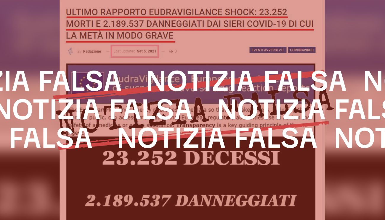 Non è vero che secondo EudraVigilance ci sono stati 23 mila decessi da vaccino anti-Covid